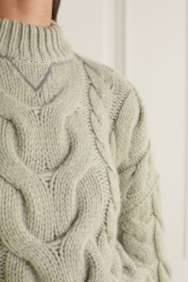 Brunello Cucinelli Bead-embellished Cable-knit Cashmere Sweater 
